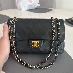 Vintage Chanel Black Quilted Classic Flap Purse Size Small